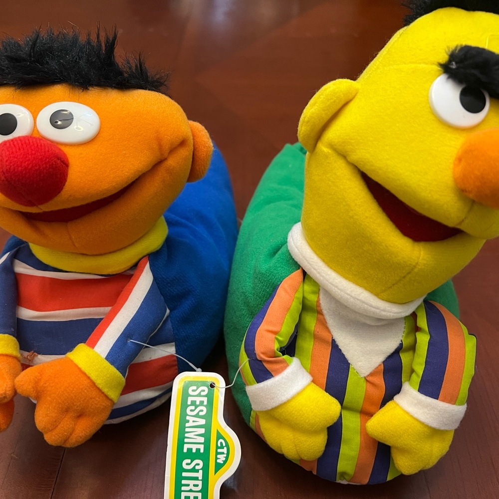 Vintage Bert and Ernie Slippers 1997